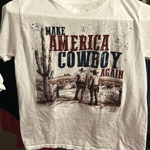 Hanes Youth Large White Make America Cowboy Again tee